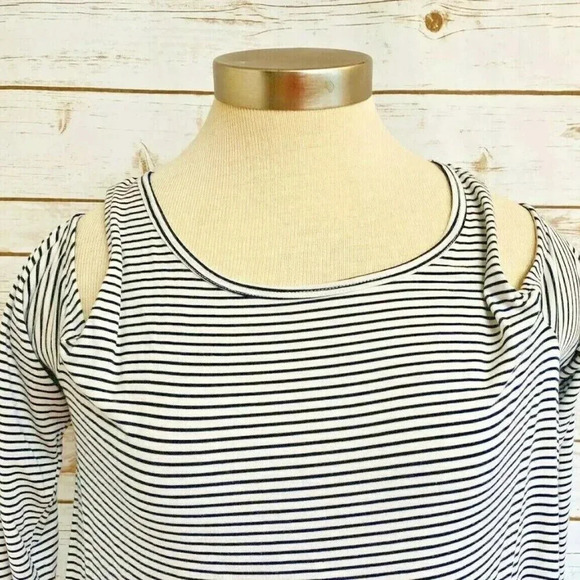 ABERCROMBIE & FITCH Women Long Sleeve Pull Over Cold Shoulder Striped Top Sz XS - Picture 2 of 12